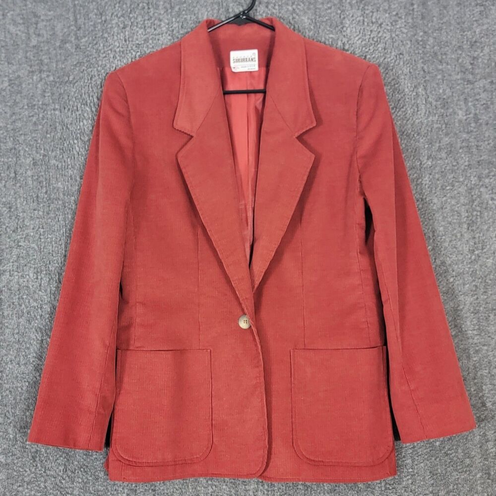 Vintage Country Suburbans Corduroy Blazer Womens 10 Rust Red Jacket USA Made